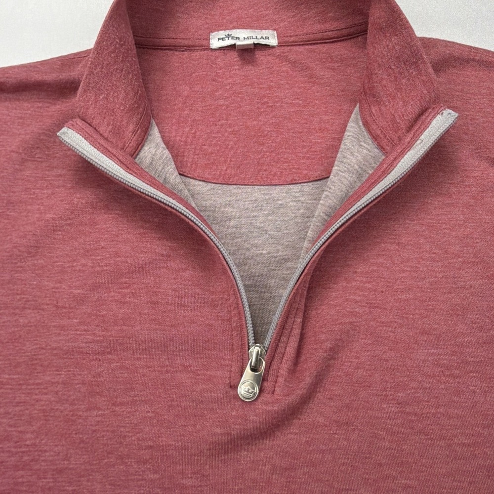 Peter Millar Men's Crown Comfort Interlock 1/4 Zip Pink/Red Pullover Size XL - Picture 3 of 12